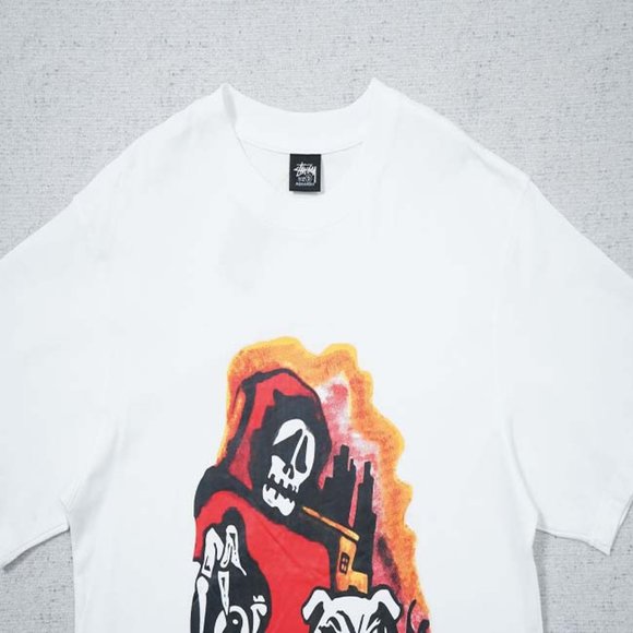STUSSY Skull Dog T-Shirt - White Short Sleeve - Picture 9 of 16